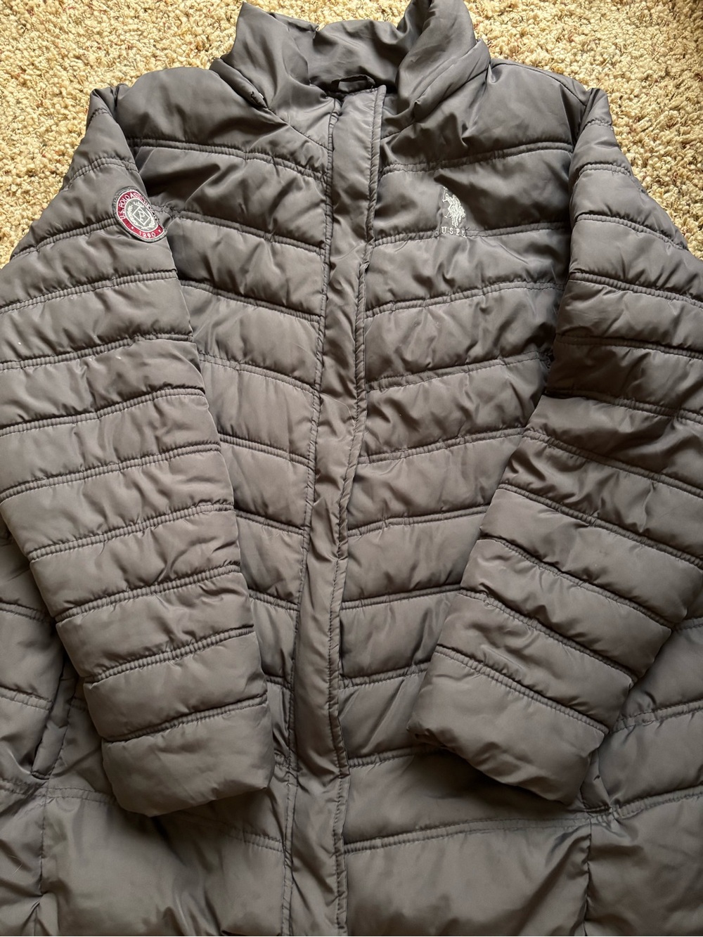 U.S. Polo Assn. Brown Gray Quilted Puffer Jacket Size 2X